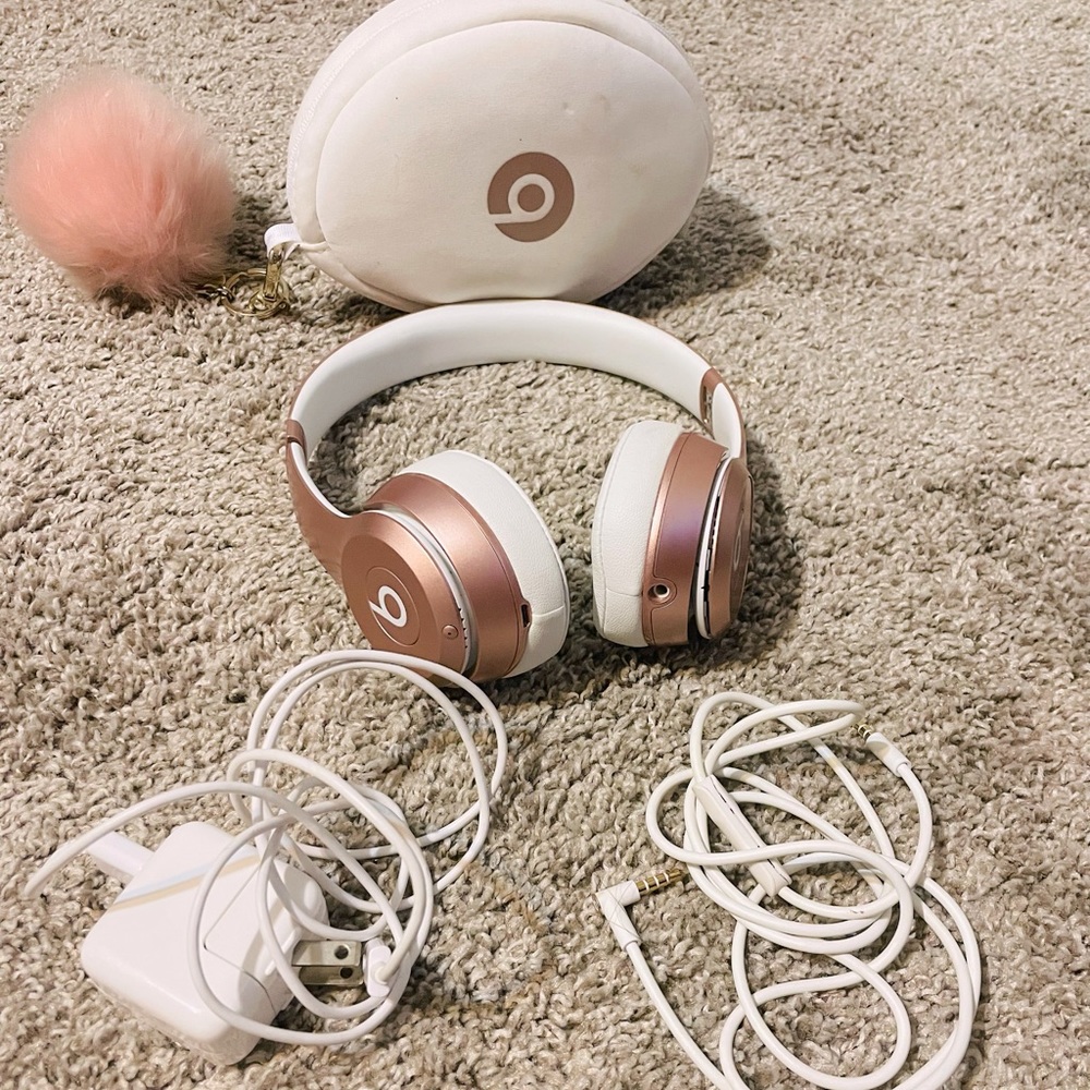 Rose gold headphones